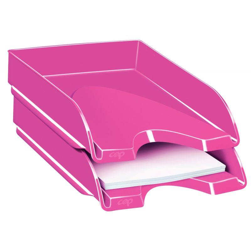 CORBEILLE COURRIER CEP GLOSS ROSE – Ma Papeterie Discount